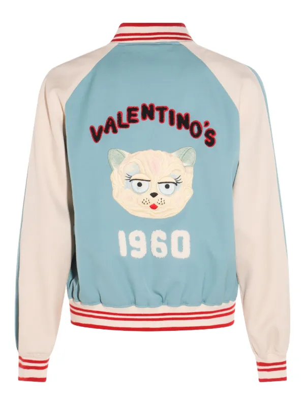 Valentino Garavani キャットモチーフ ボンバージャケット | ブルー