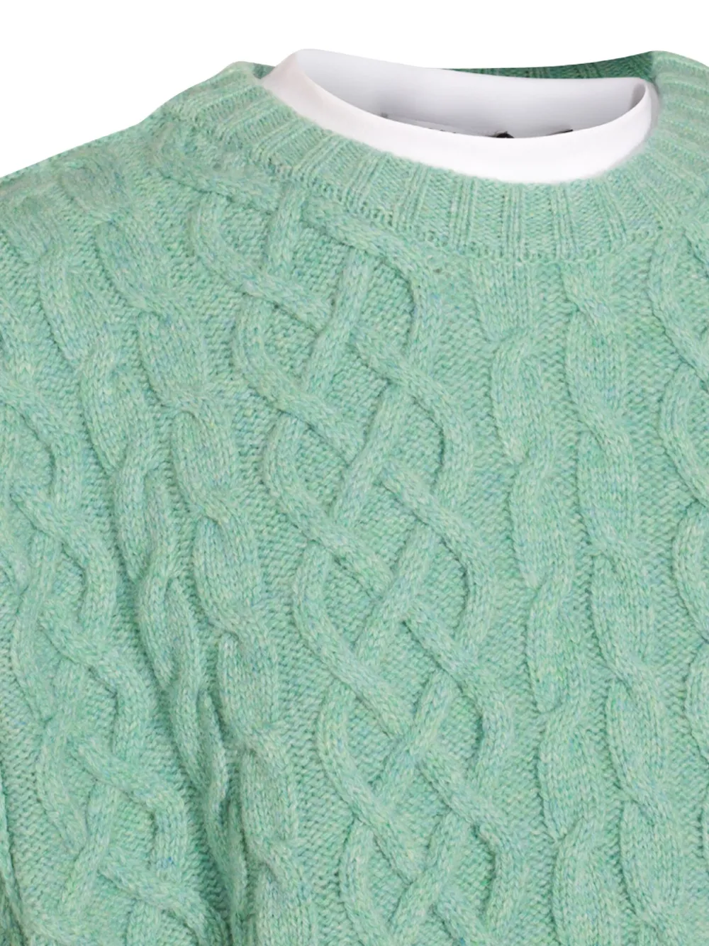 Moschino cable-knit crew-neck sweater Groen