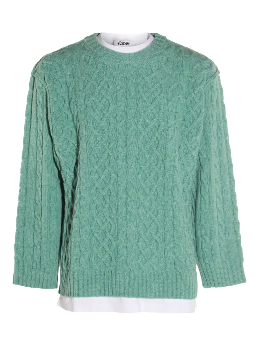 Moschino cable-knit crew-neck sweater Groen