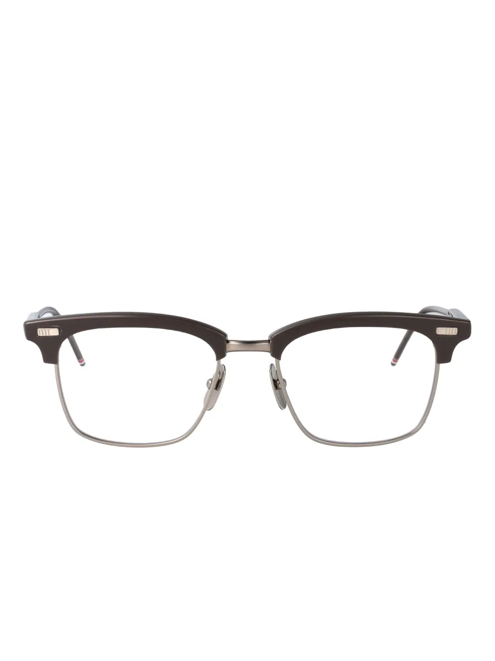 Thom Browne Eyewear Titanium bril met rechthoekig montuur Bruin