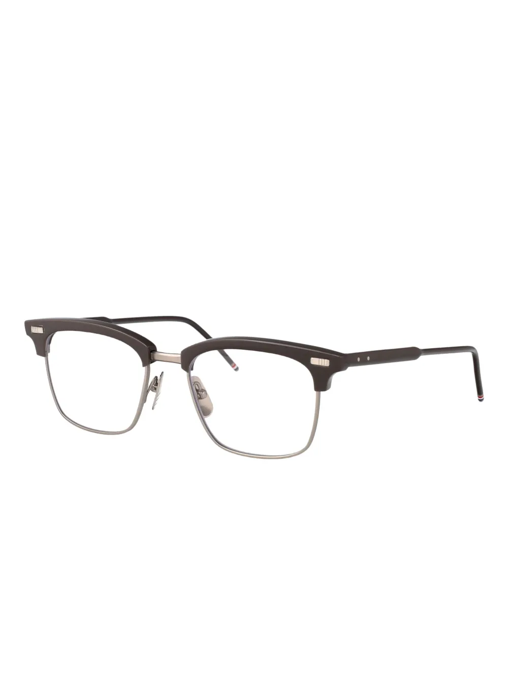Thom Browne Eyewear Titanium bril met rechthoekig montuur Bruin