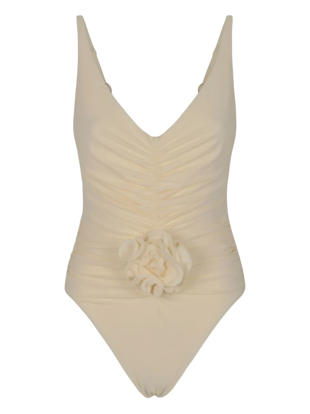 Magda Butrym Badpak met bloemenpatch Beige
