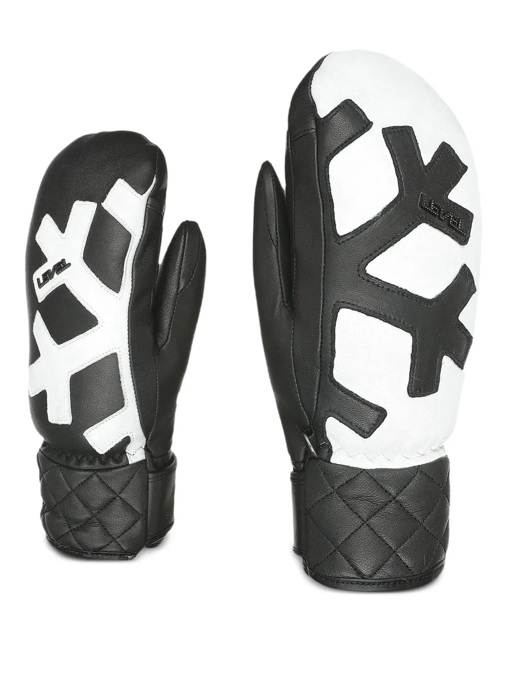 Level quilted-cuff snowflake mittens | Black | Image 1