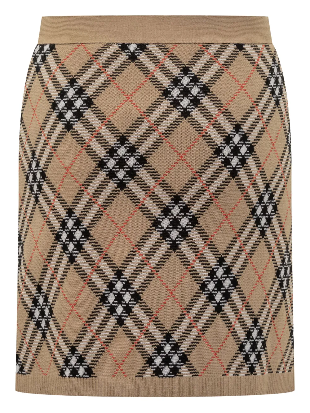 Burberry Gebreide geruite mini-rok Bruin