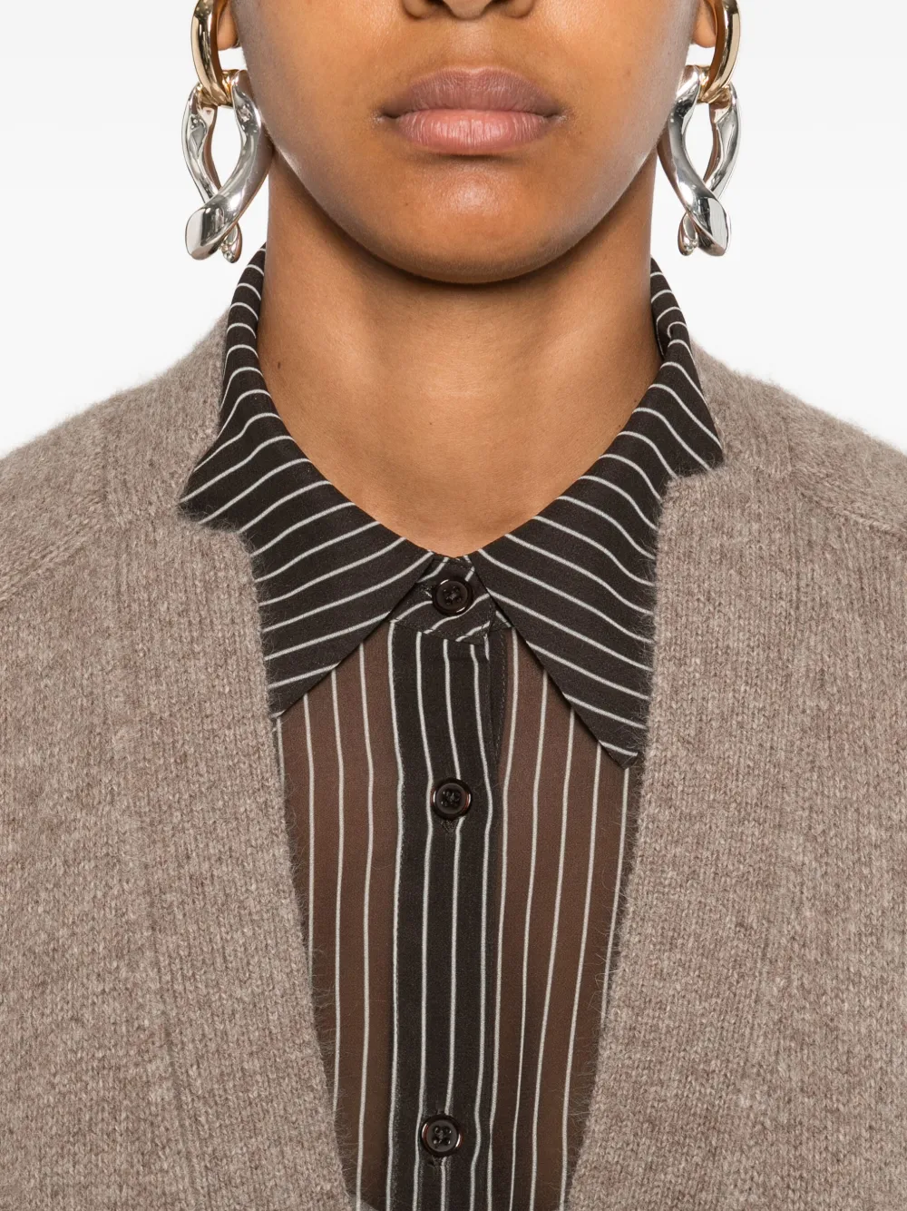 Loulou De Saison Patch-pocket Button Cardigan Coat In Brown