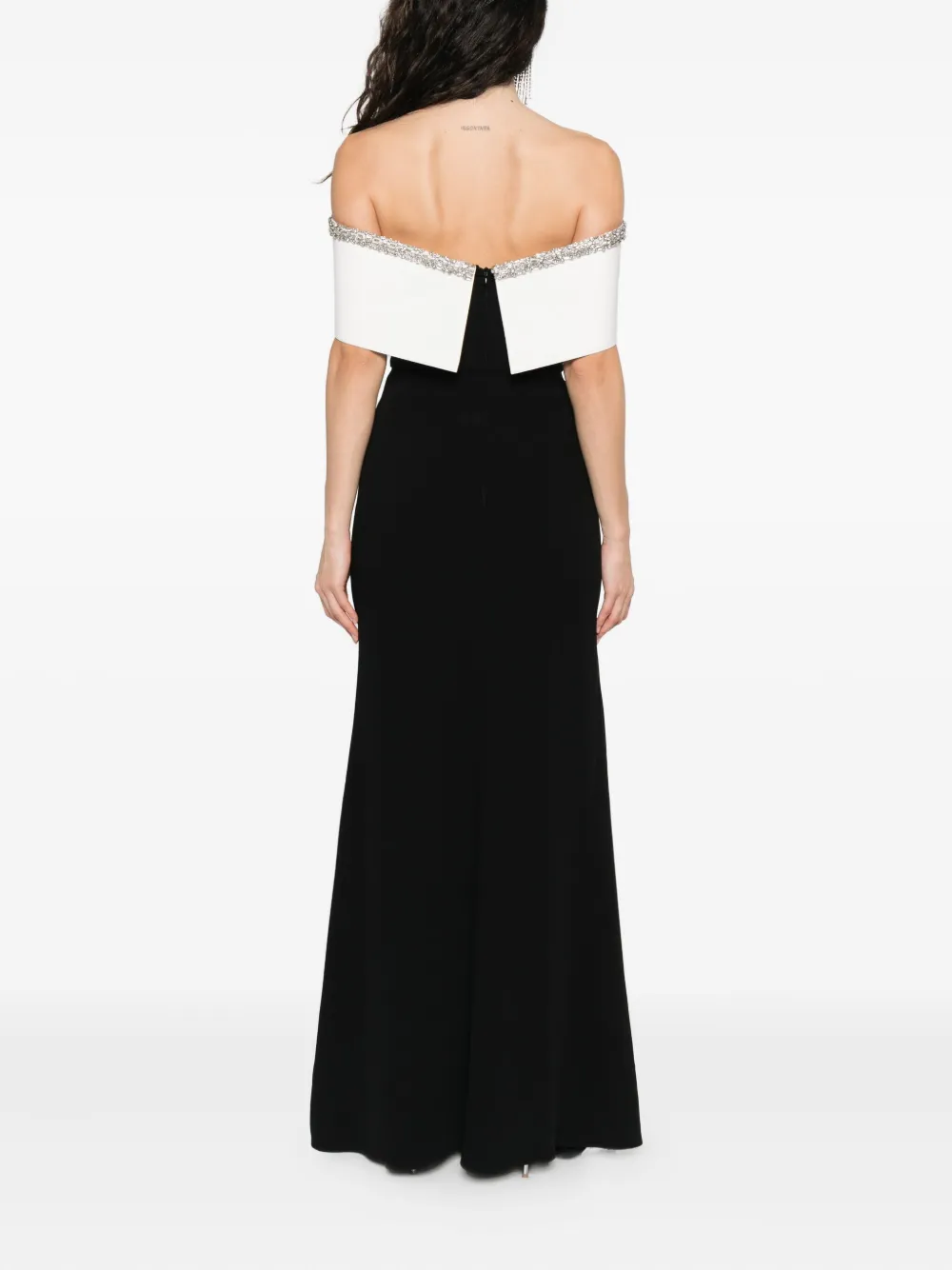Roland Mouret embellished off-shoulder dress Zwart