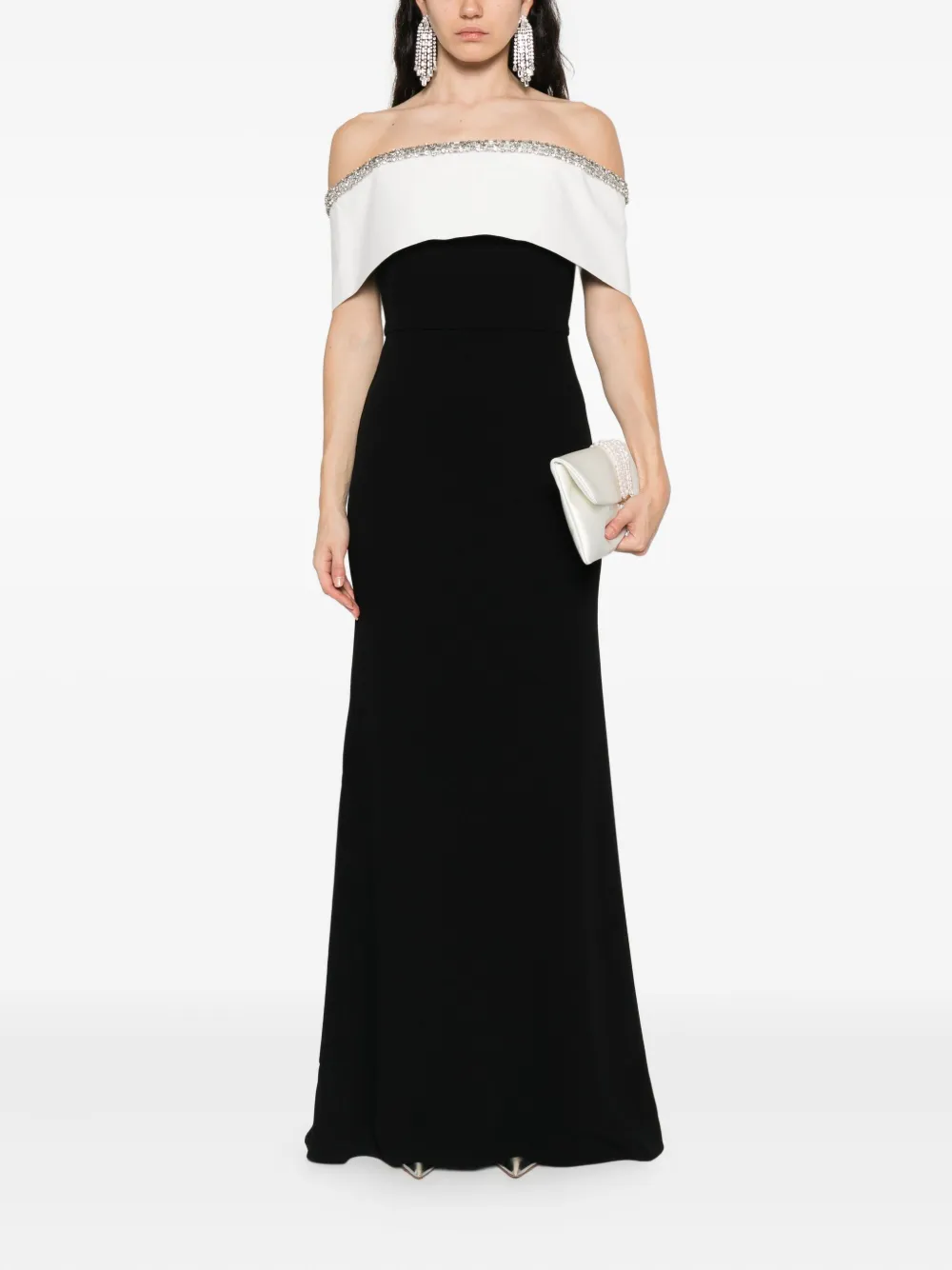 Roland Mouret embellished off-shoulder dress Zwart