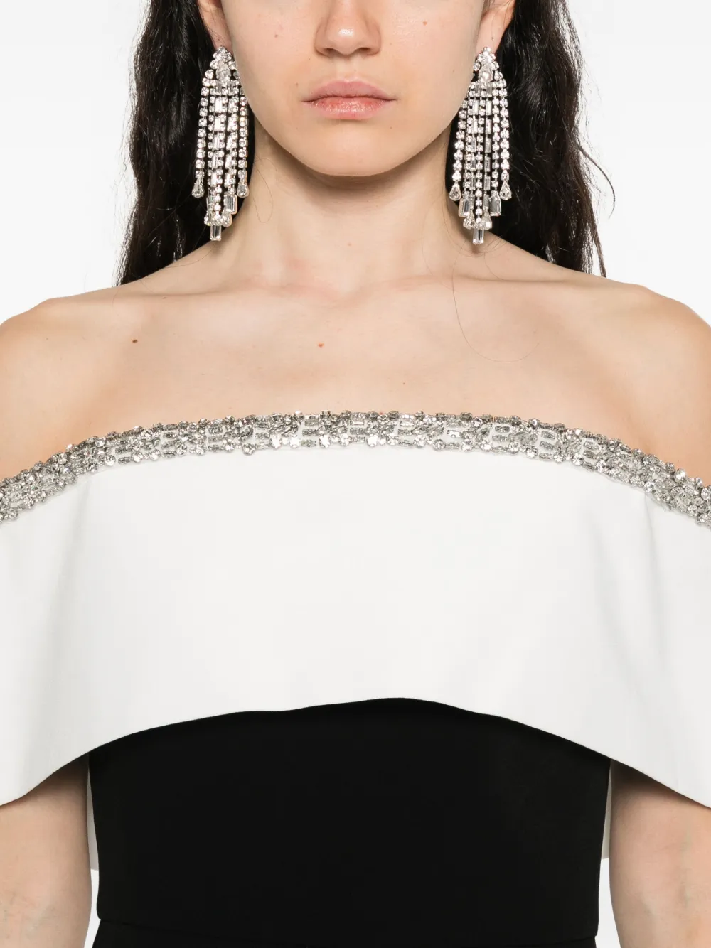Roland Mouret embellished off-shoulder dress Zwart