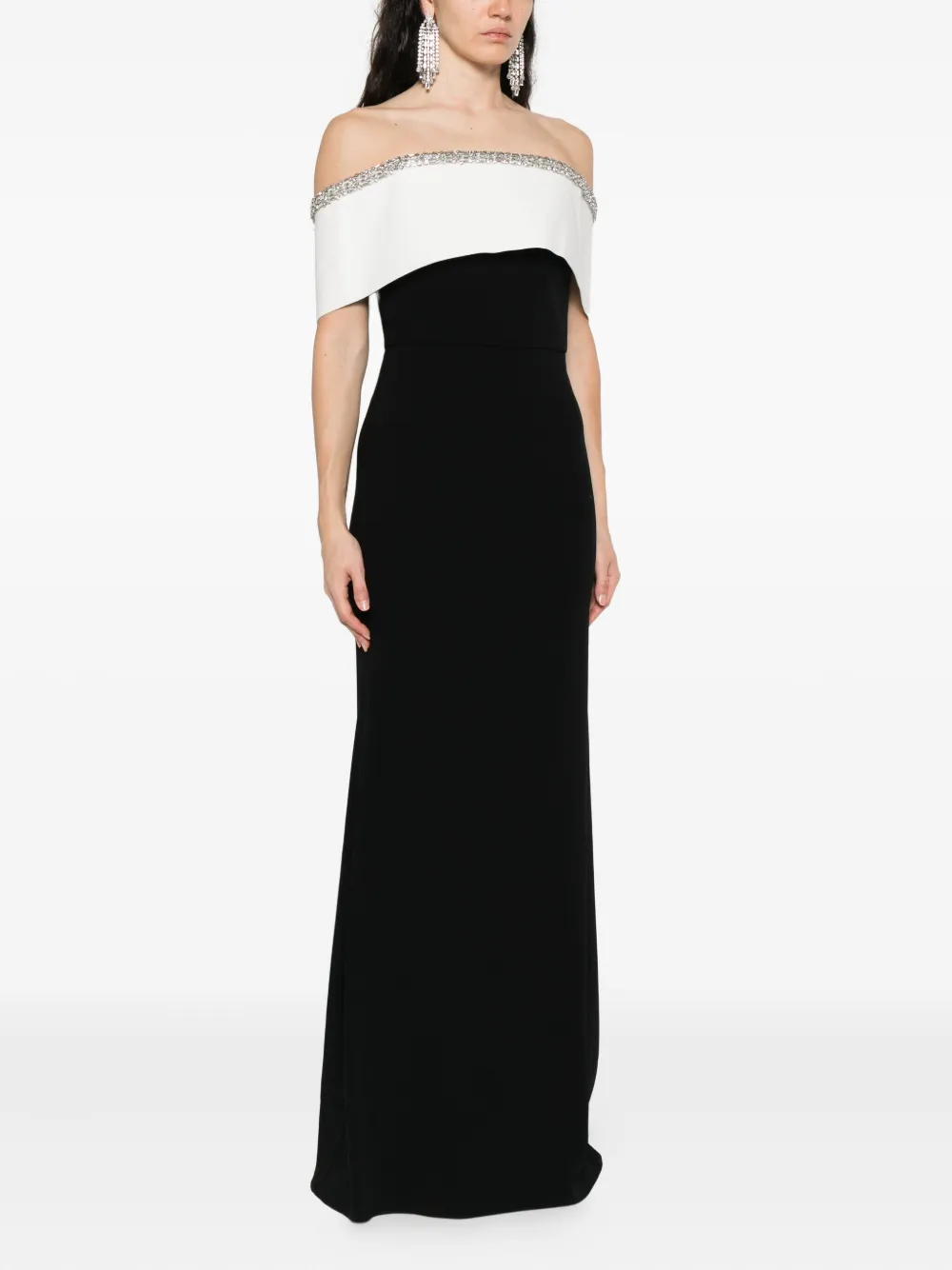 Roland Mouret embellished off-shoulder dress Zwart