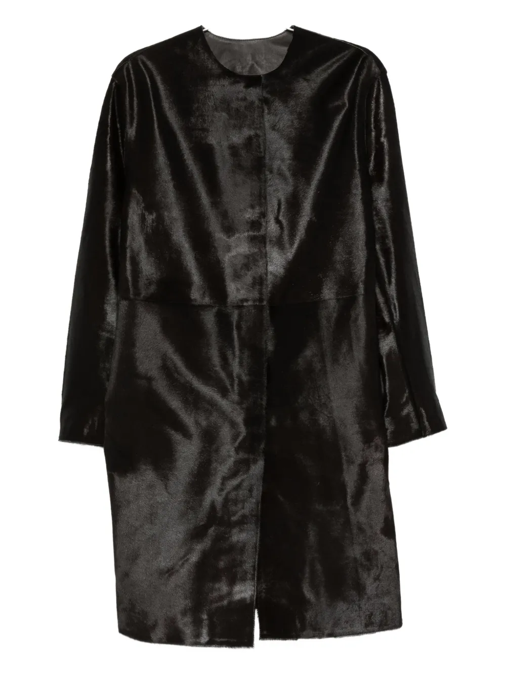 Loulou De Saison Calf-hair Coat In Black