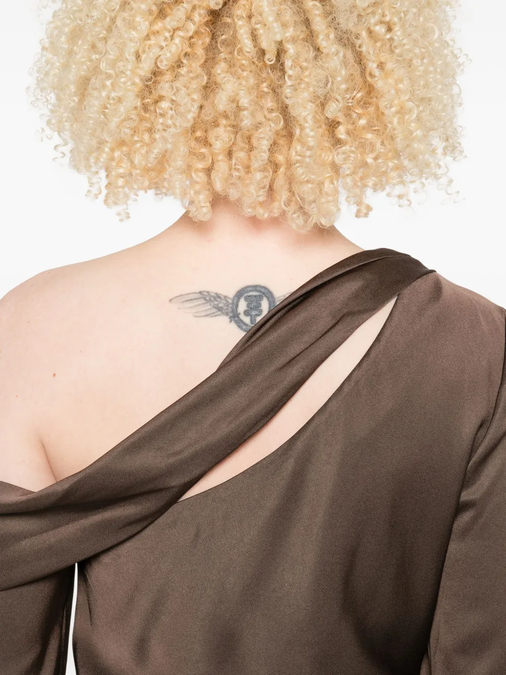 Simkhai Asymmetrische mini-wikkeljurk Bruin