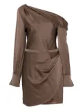 Simkhai one-shoulder wrap mini dress - Brown