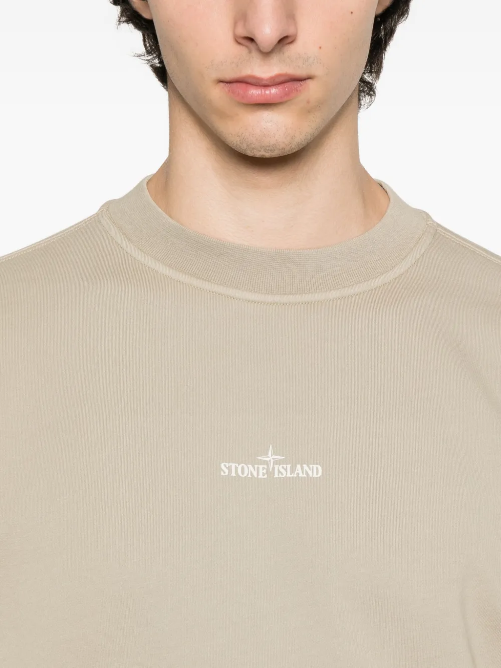 Stone Island 6100018 katoenen sweater met logoprint Beige