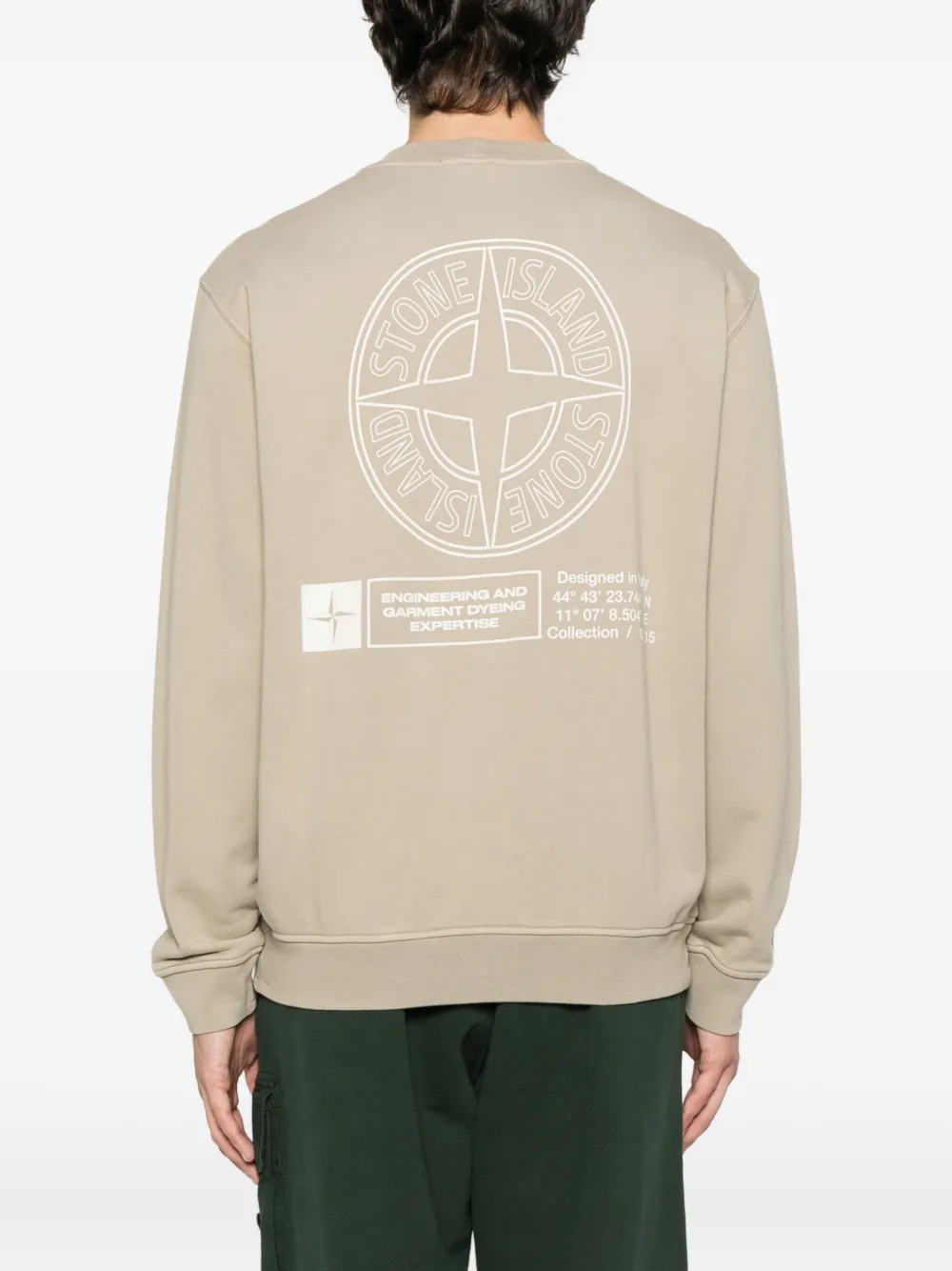 Stone Island 6100018 katoenen sweater met logoprint Beige