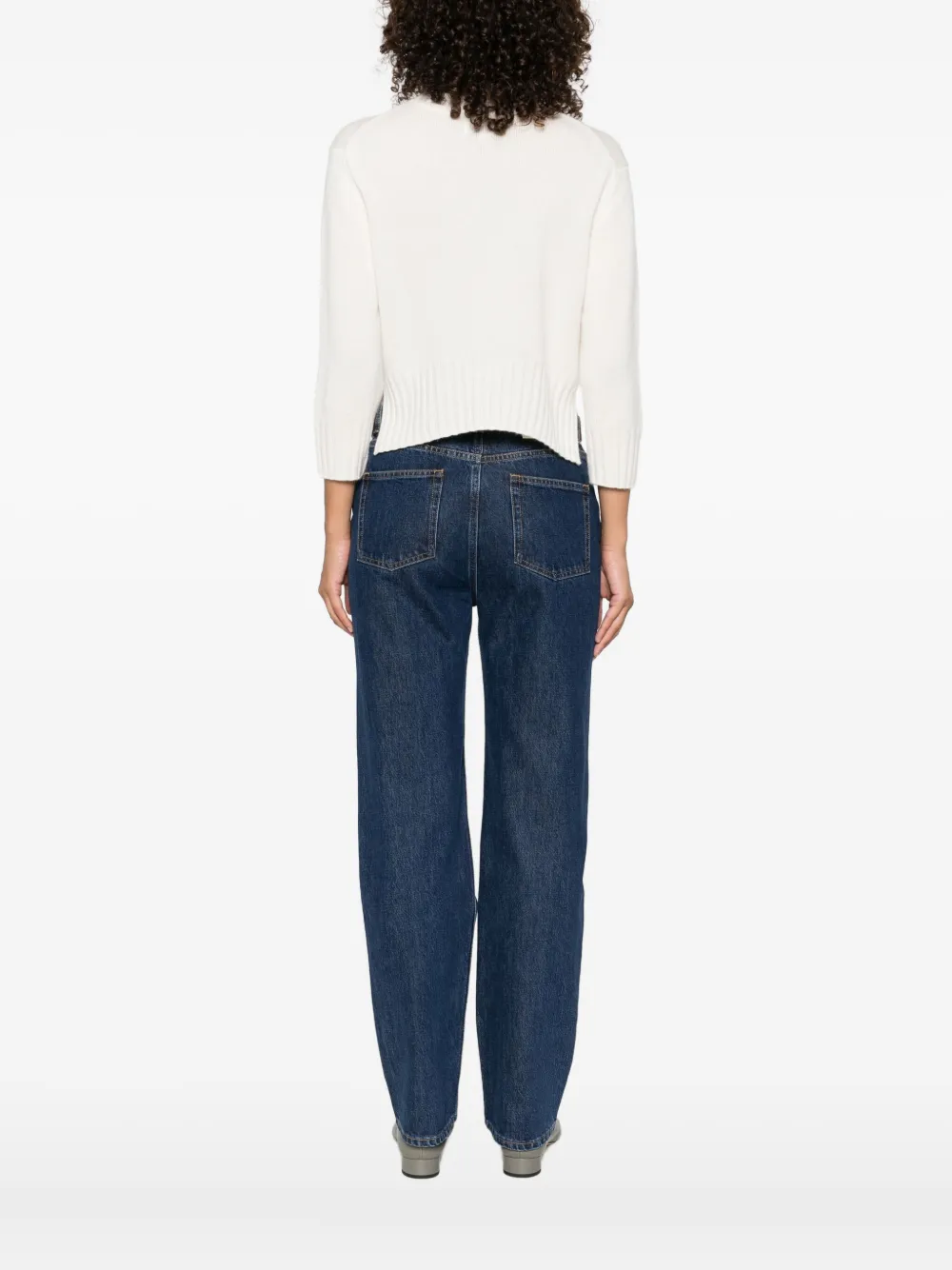 LouLou de Saison Mora Lds round-neck cropped sweater Wit