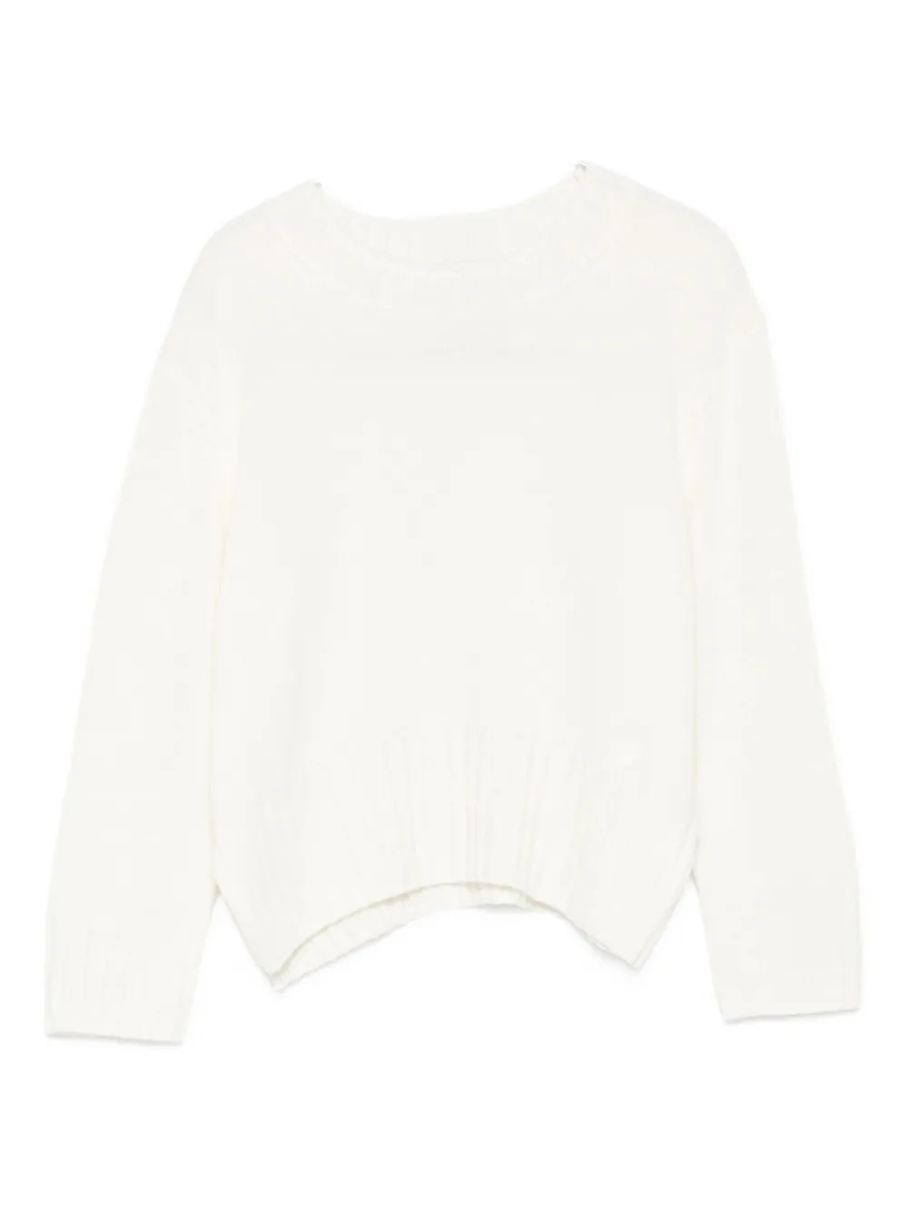 Loulou De Saison Mora Lds Round-neck Cropped Sweater In White