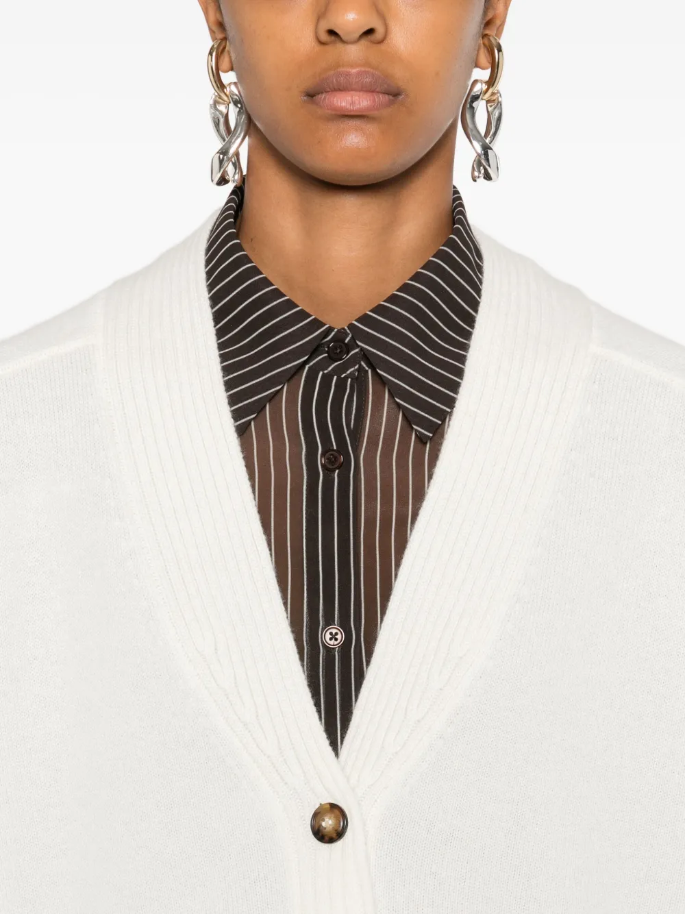 LouLou de Saison Geribbeld vest met knoopsluiting Beige