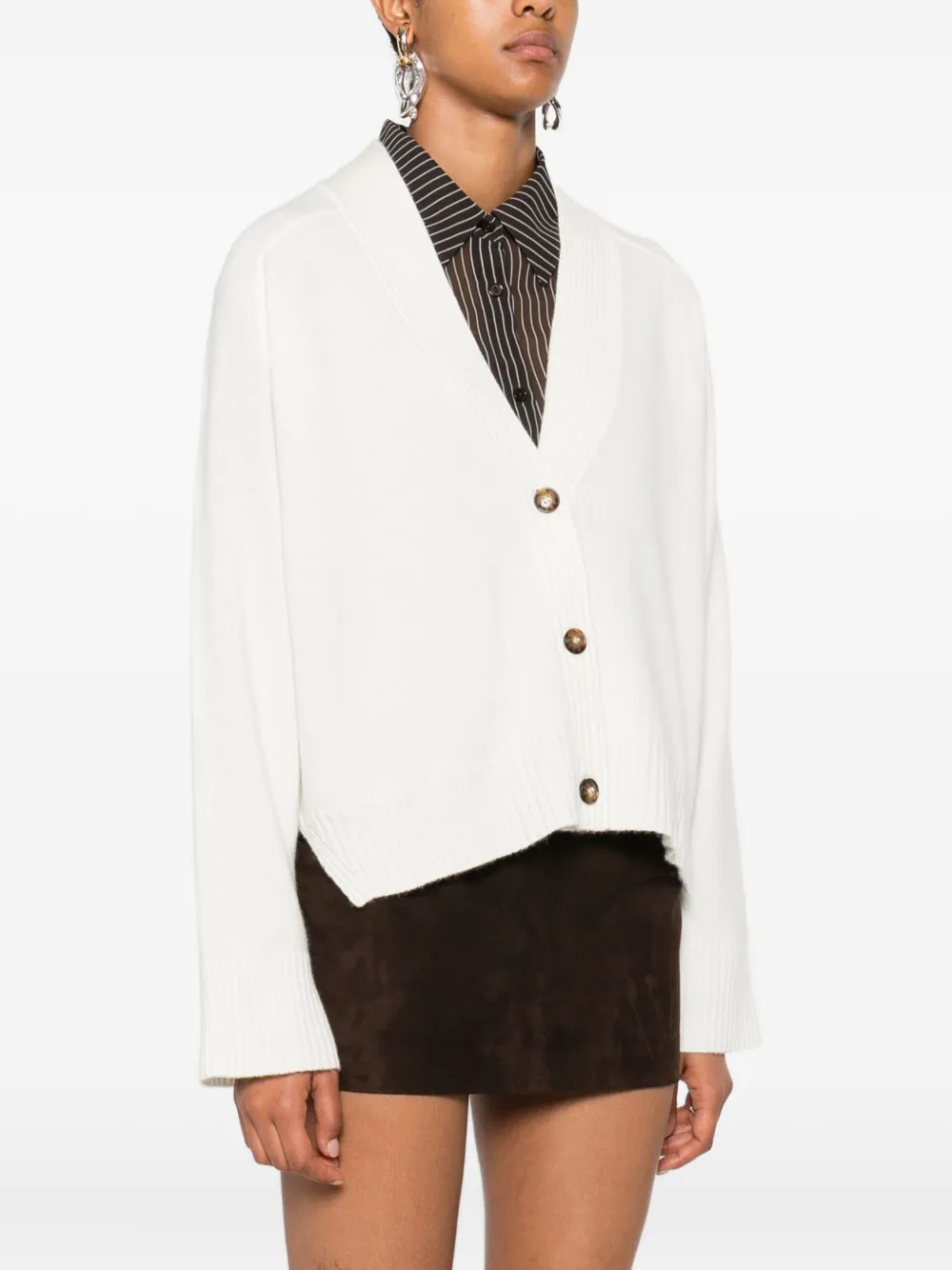 LouLou de Saison Geribbeld vest met knoopsluiting Beige
