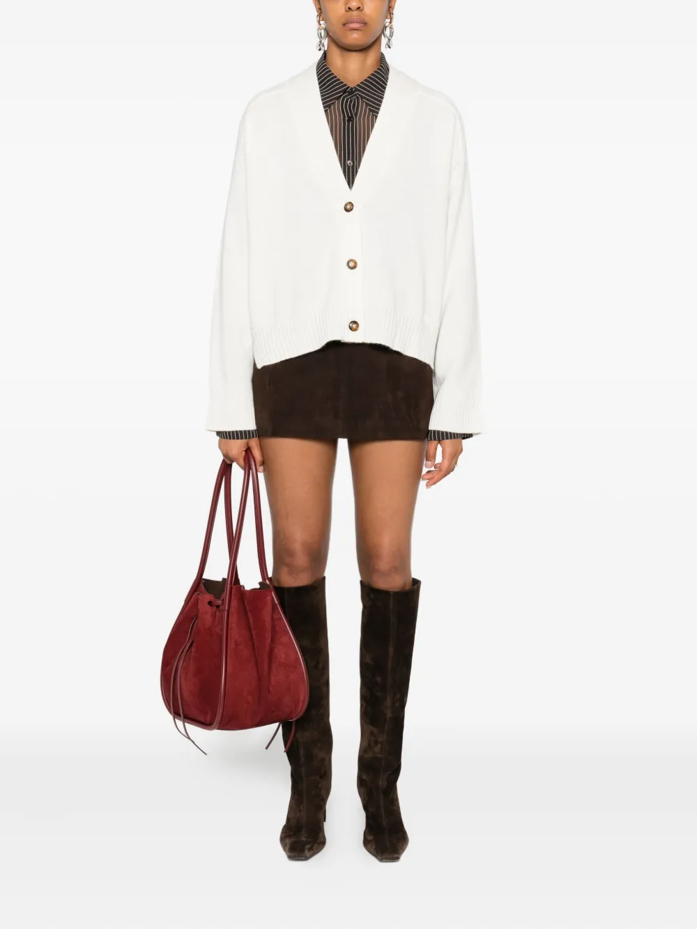LouLou de Saison Geribbeld vest met knoopsluiting Beige