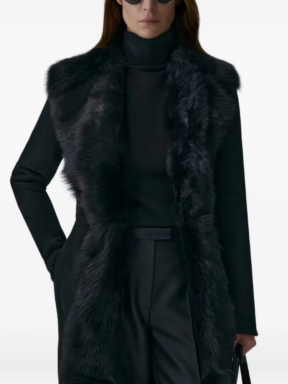 Magda Butrym Fur-trim Coat In Black