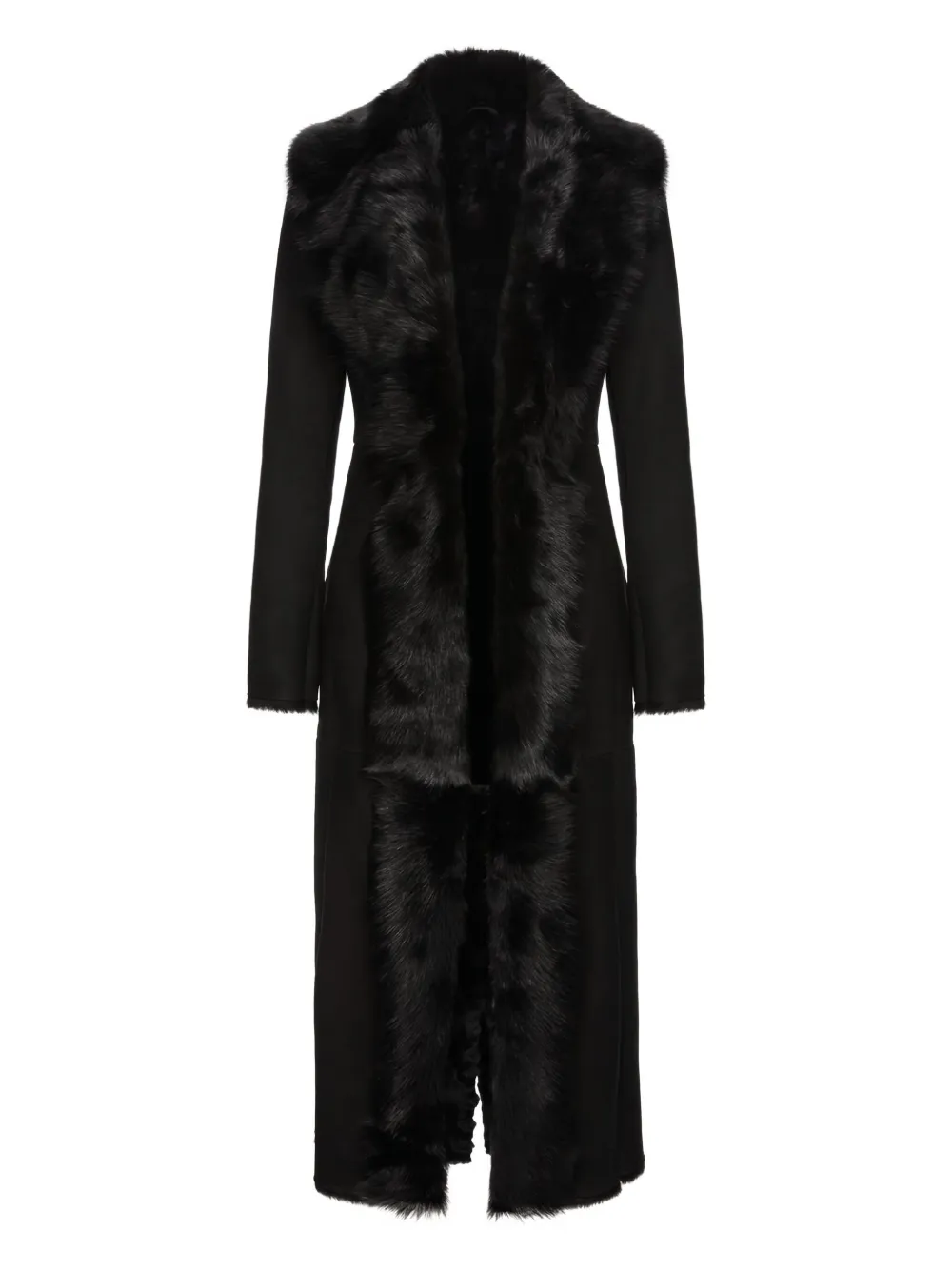 Magda Butrym Fur-trim Coat In Black