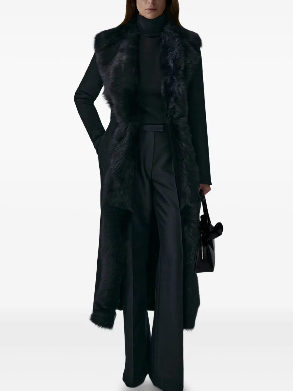 Magda Butrym fur-trim coat - Zwart