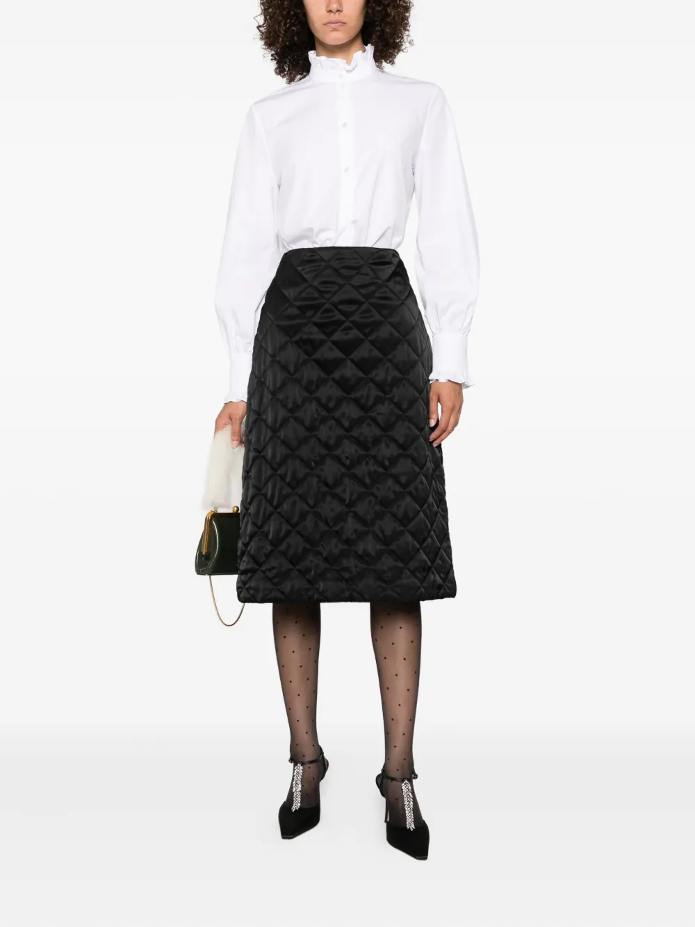 Valentino Garavani Blouse met ruches en hoge hals Wit