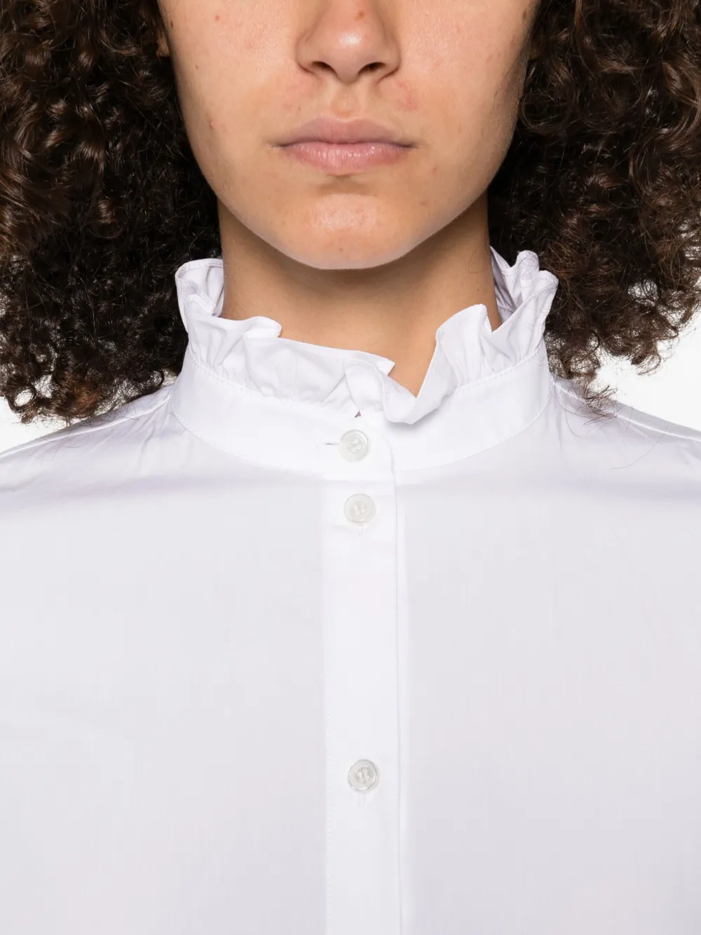 Valentino Garavani Blouse met ruches en hoge hals Wit
