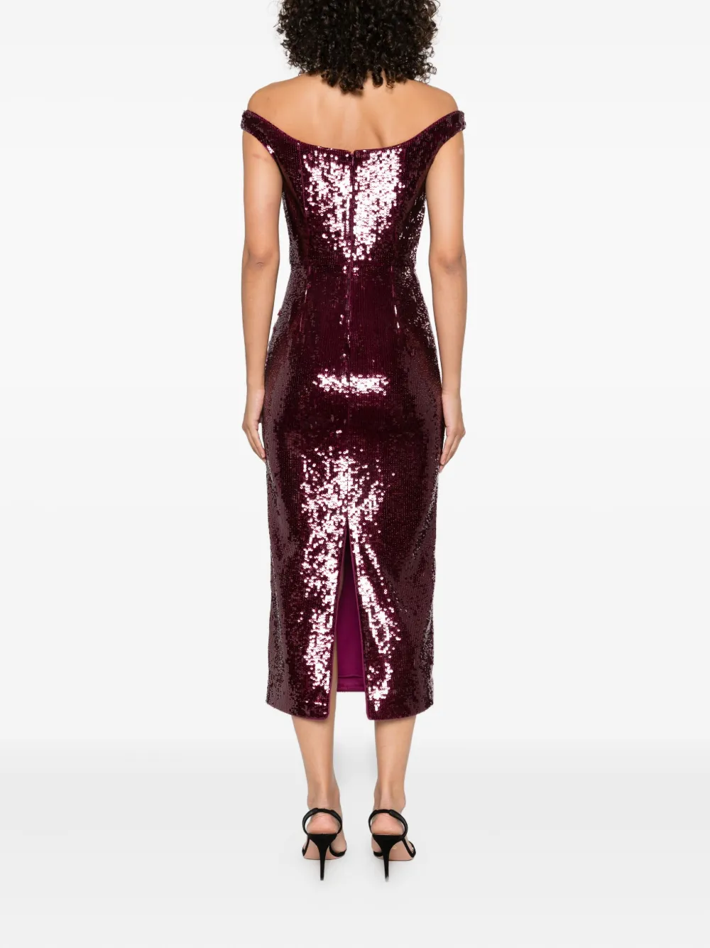 Roland Mouret sequin-embellished sleeveless midi dress Paars