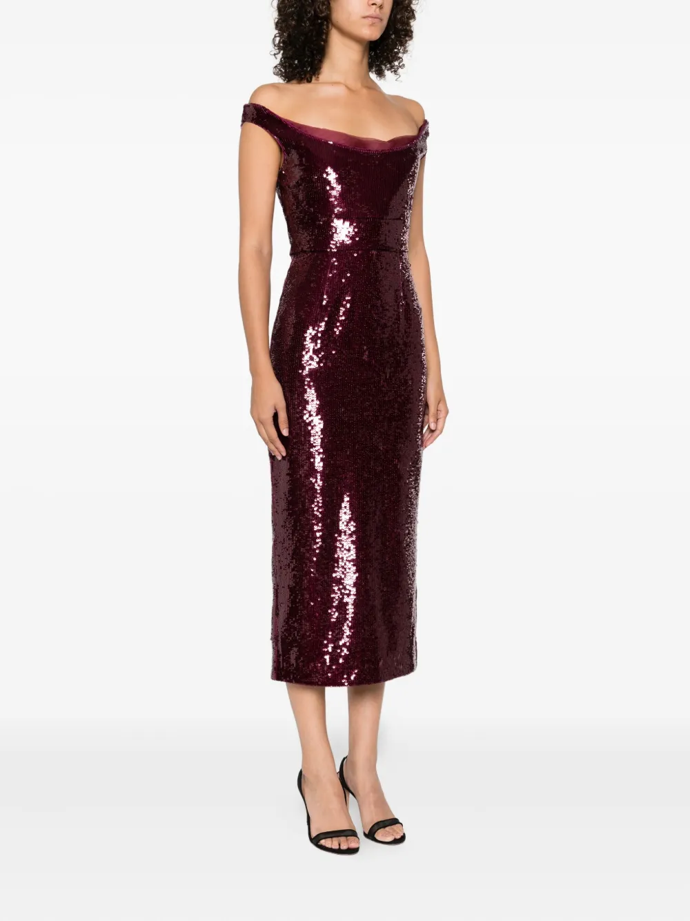 Roland Mouret sequin-embellished sleeveless midi dress Paars