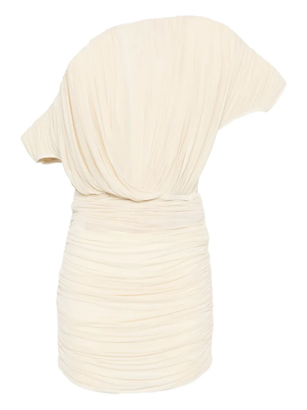 Magda Butrym Draped Pleated Mini Dress In Neutral