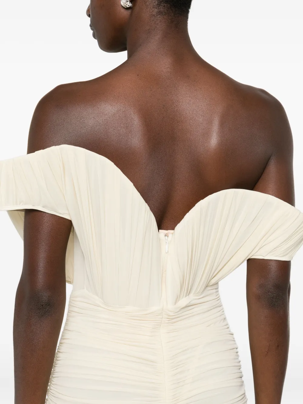 Magda Butrym Gedrapeerde geplooide mini-jurk Beige