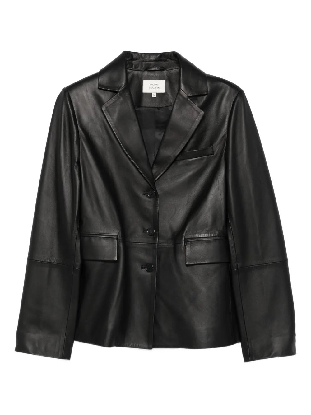 LouLou de Saison Aldo notched-lapel leather jacket Zwart