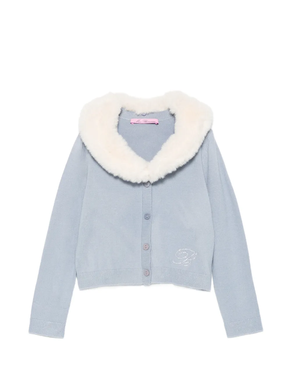Miss Blumarine faux-fur-collar cardigan