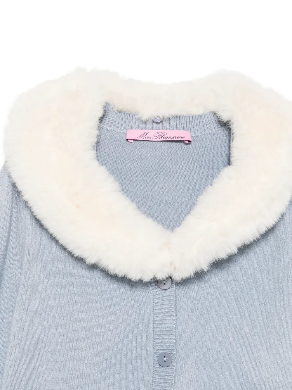 Miss Blumarine Vest met kraag van imitatiebont Blauw
