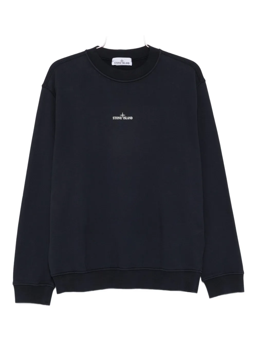 Stone Island logo-embroidered crew neck sweatshirt Blauw