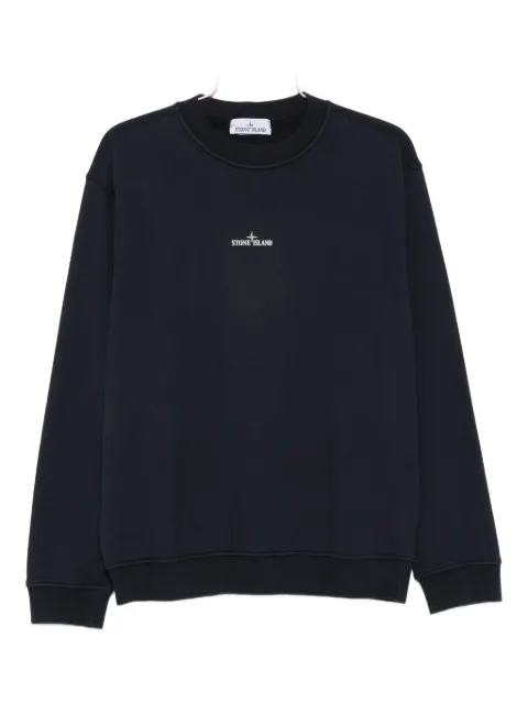 Stone Island logo-embroidered crew neck sweatshirt