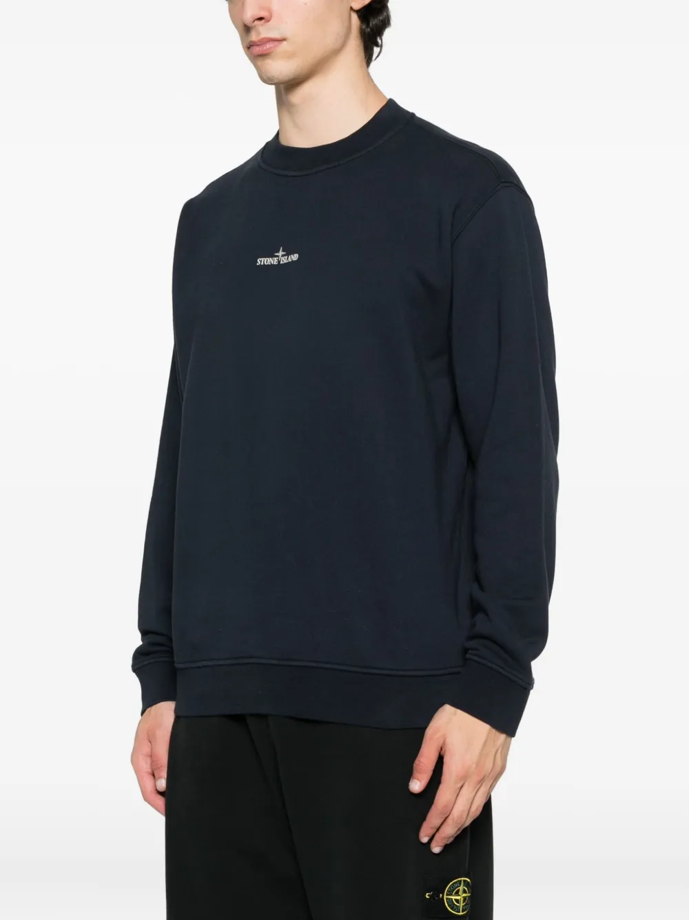 Stone Island Sweater met geborduurd logo Blauw