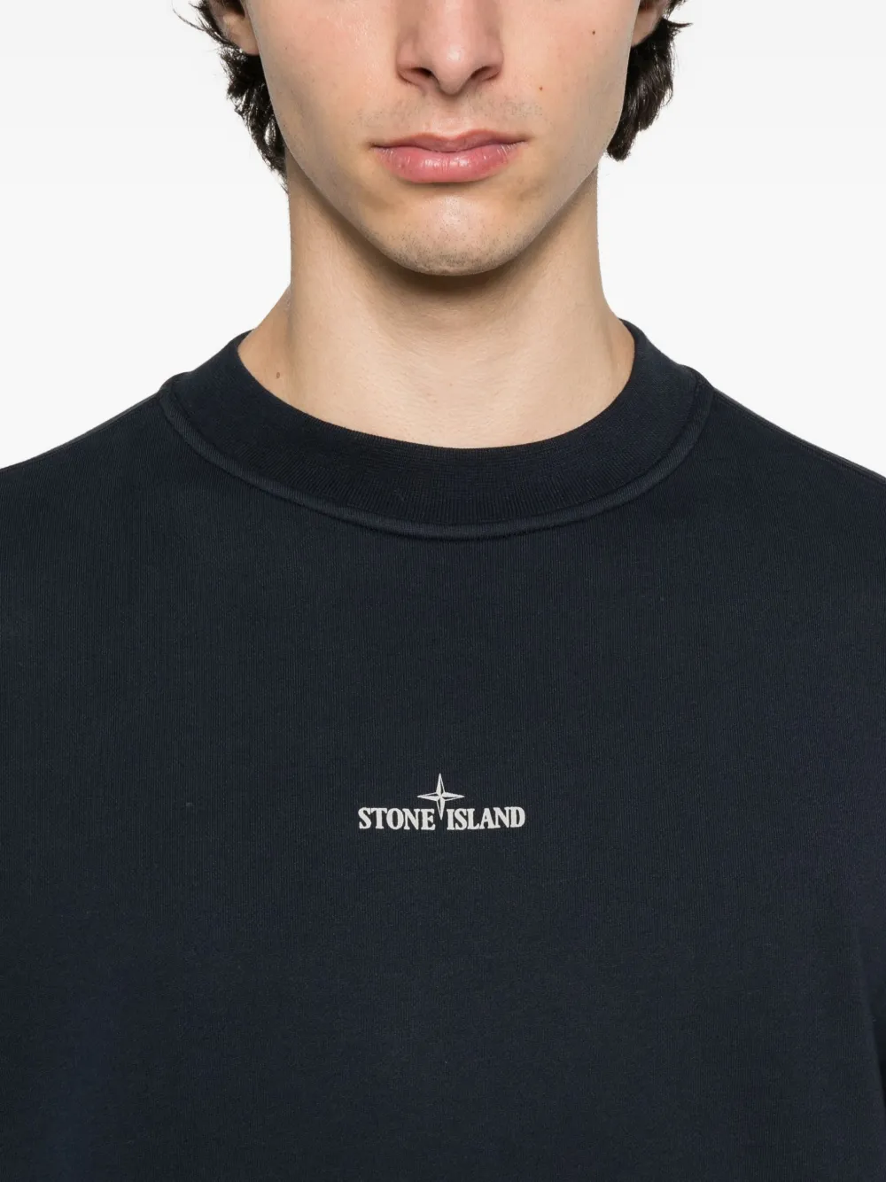 Stone Island Sweater met geborduurd logo Blauw