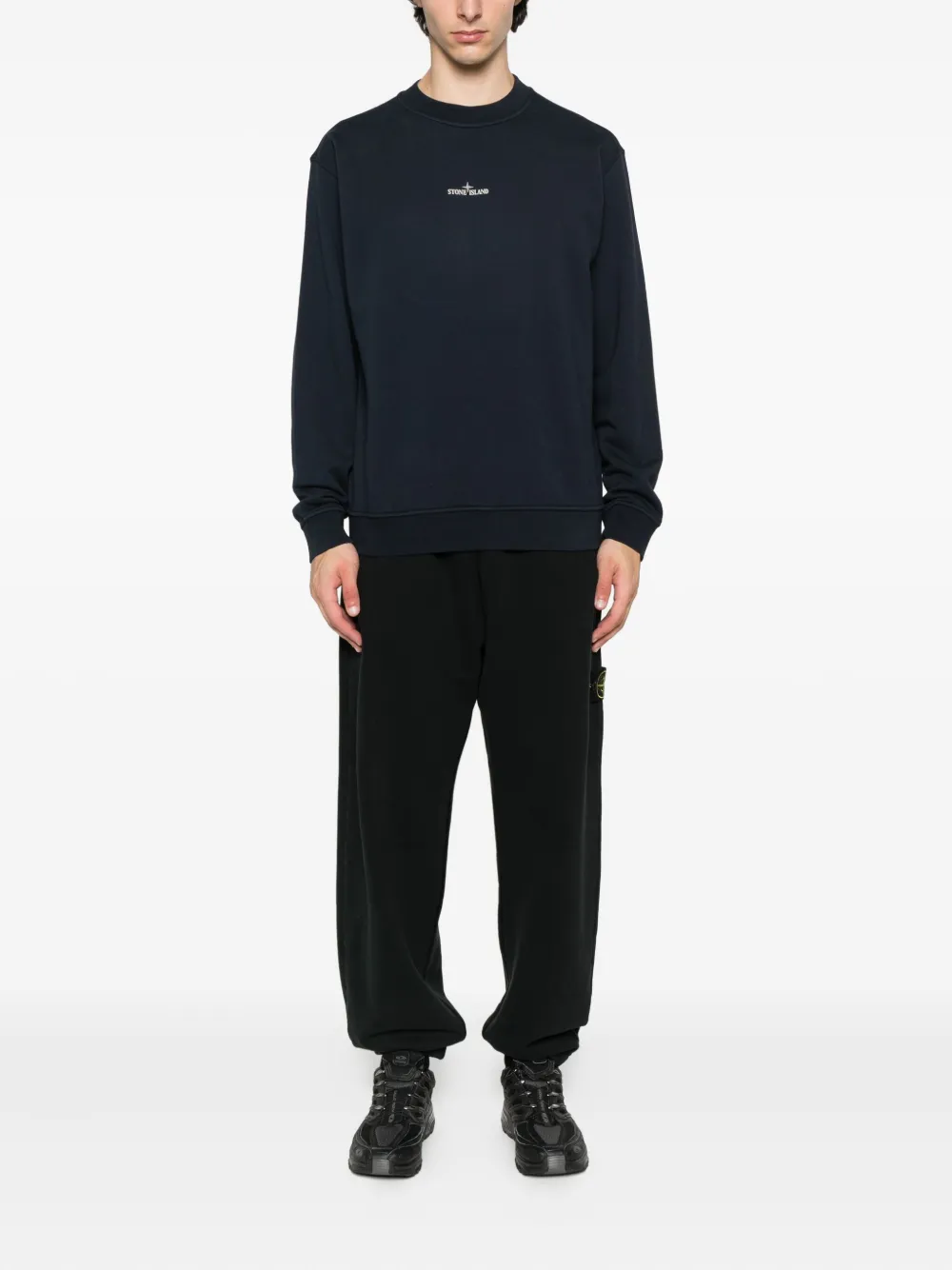 Stone Island Sweater met geborduurd logo Blauw