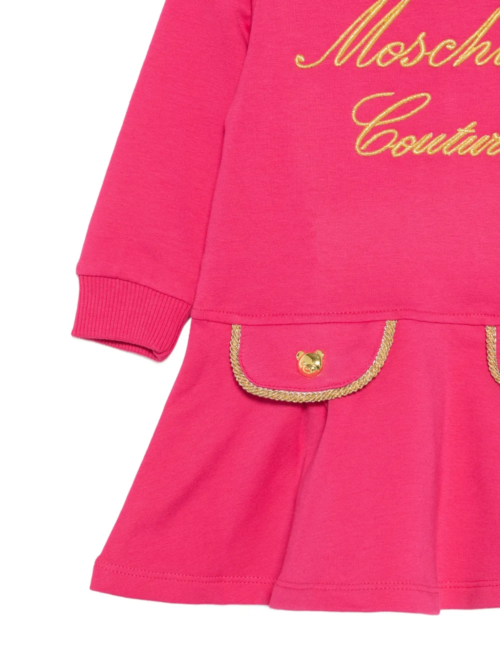 Moschino Kids Jurk met geborduurd logo Roze