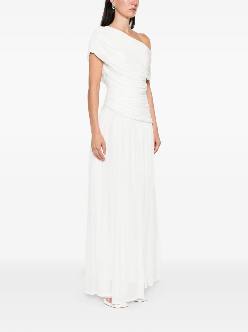 Simkhai Draped One-shoulder Dress In White