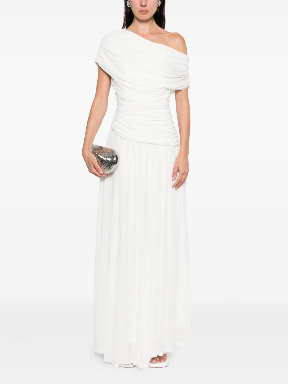 Simkhai Draped One-shoulder Dress In White