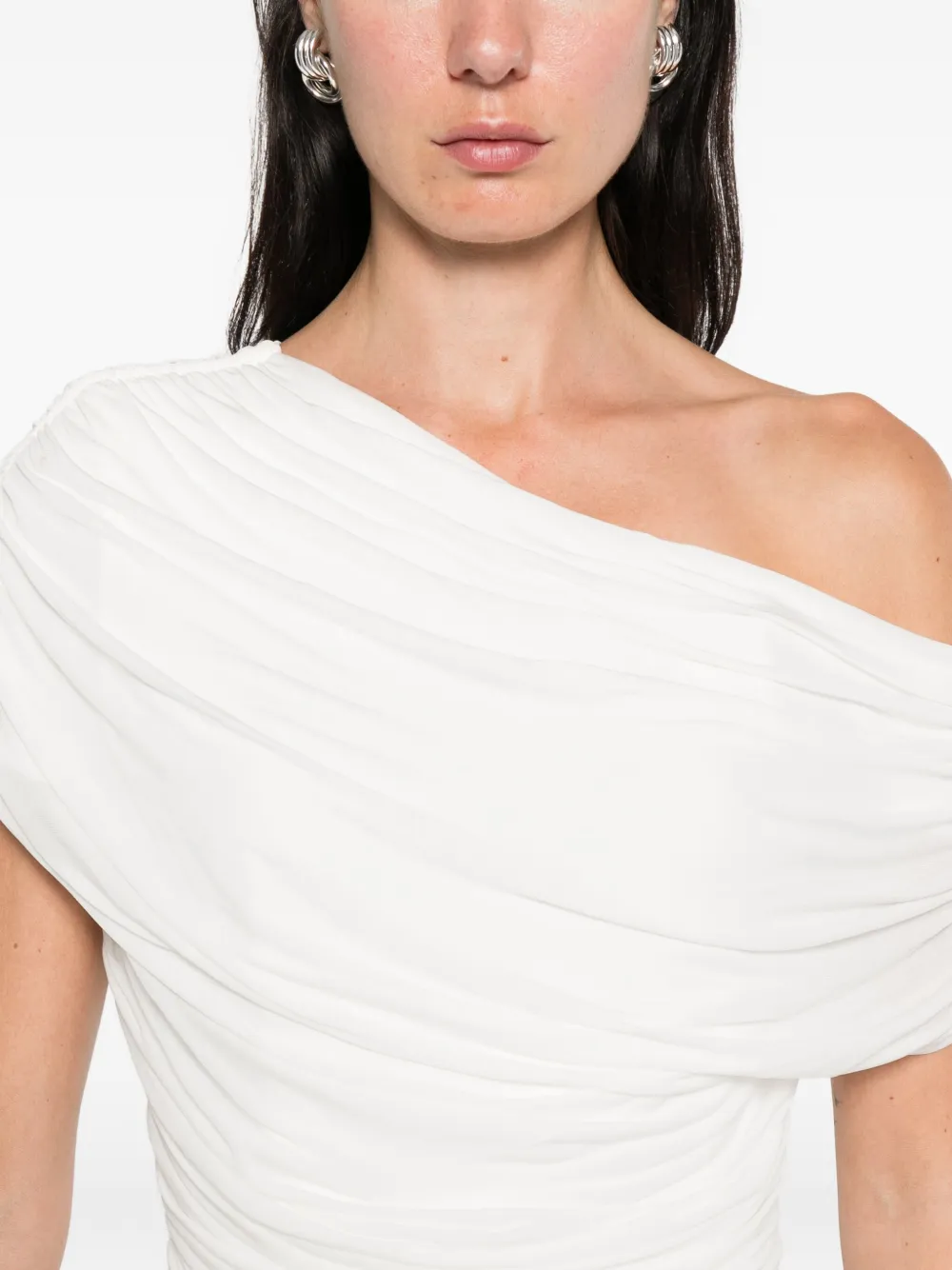 Simkhai Draped One-shoulder Dress In White