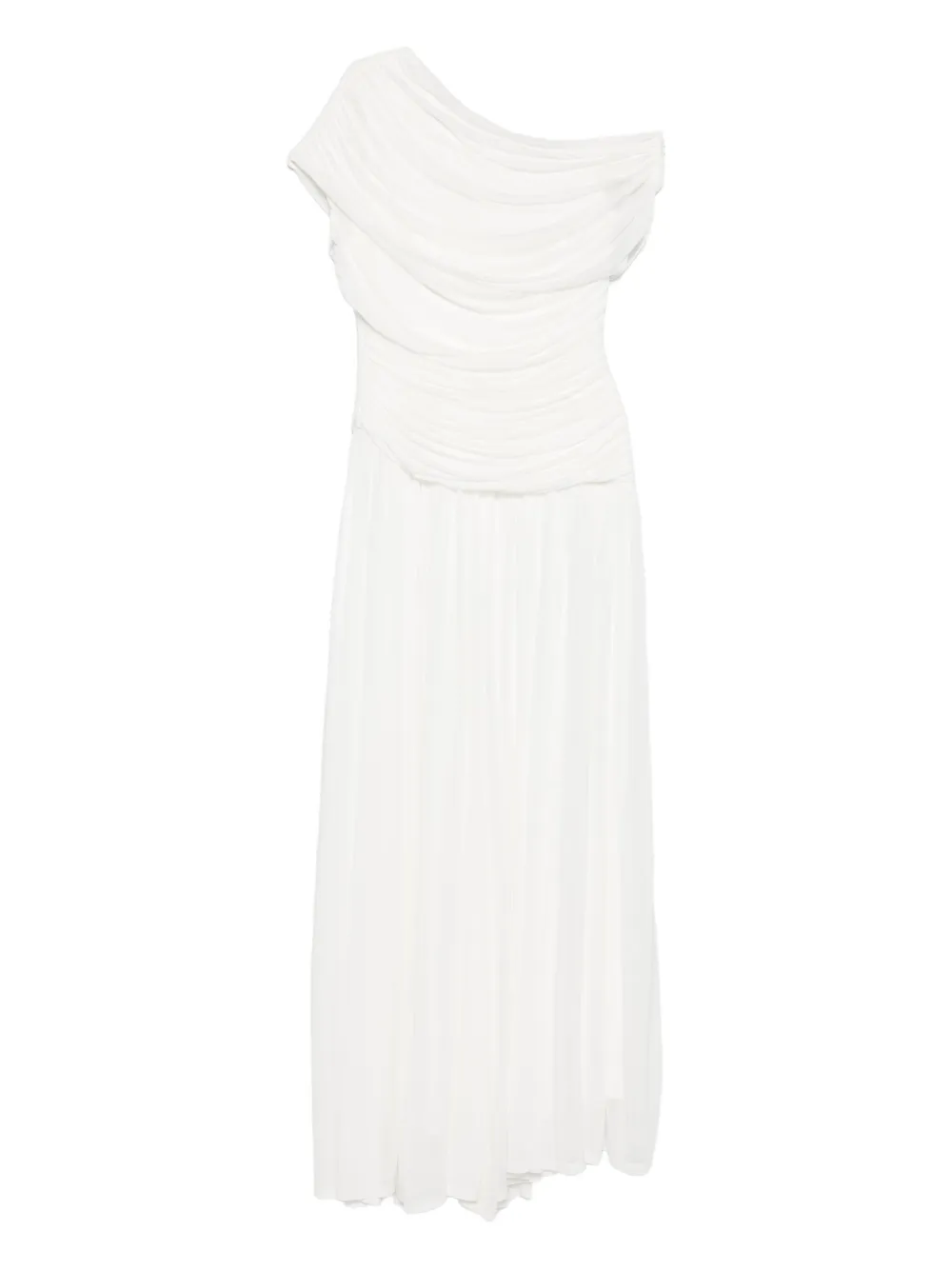 draped one-shoulder dress