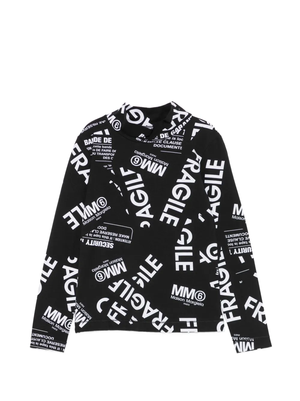 MM6 Maison Margiela Kids logo-print high-neck T-shirt - Nero