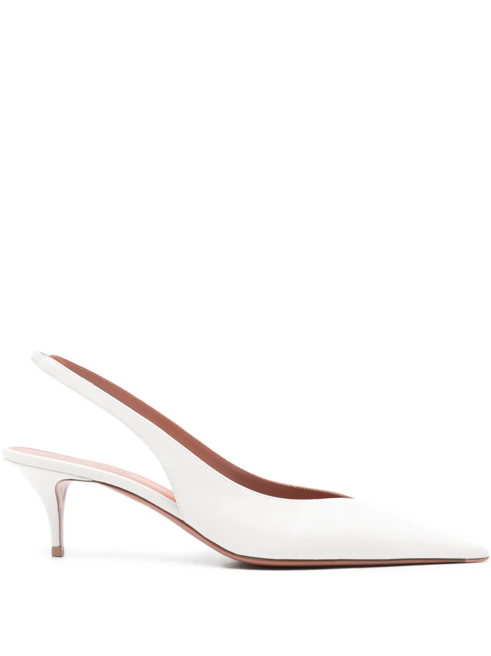 Amina Muaddi 52mm Anok Slingback-pointed Pumps In White