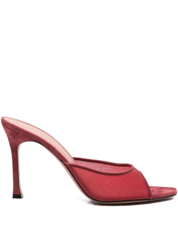 Amina Muaddi Alexa Heeled Sandals in Red