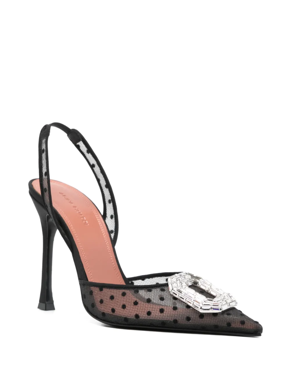 Amina Muaddi 110mm Camelia slingpumps met stippen Zwart