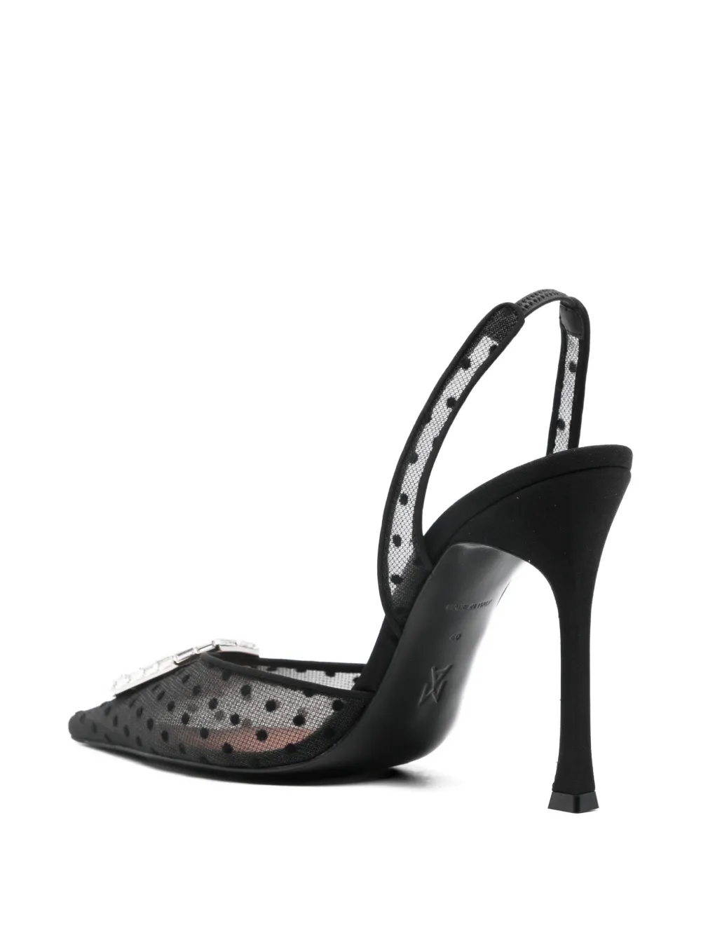 Amina Muaddi 110mm Camelia slingpumps met stippen Zwart